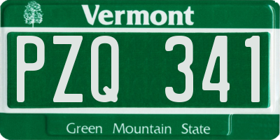 VT license plate PZQ341