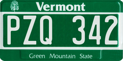 VT license plate PZQ342