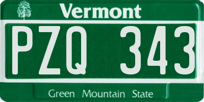 VT license plate PZQ343