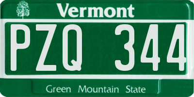 VT license plate PZQ344