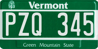 VT license plate PZQ345
