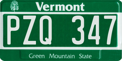 VT license plate PZQ347