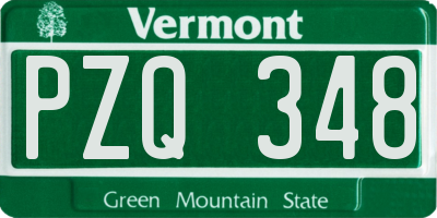 VT license plate PZQ348