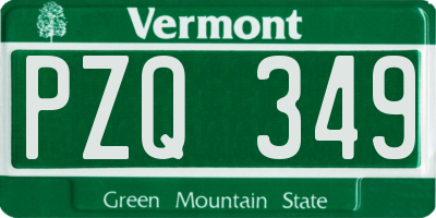 VT license plate PZQ349