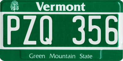 VT license plate PZQ356