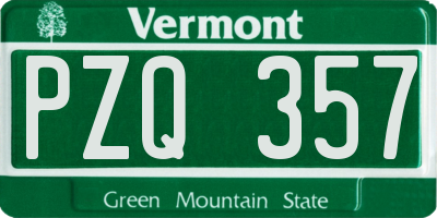 VT license plate PZQ357