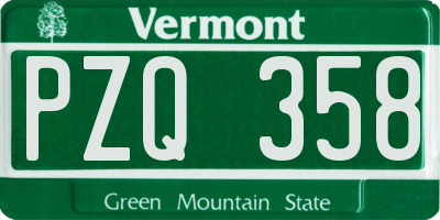 VT license plate PZQ358