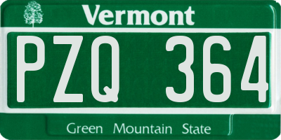 VT license plate PZQ364