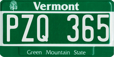 VT license plate PZQ365