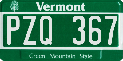VT license plate PZQ367