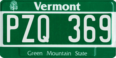 VT license plate PZQ369