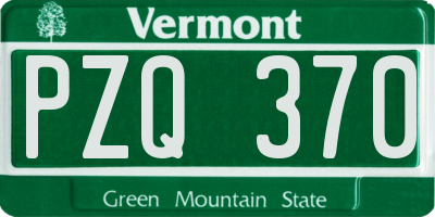 VT license plate PZQ370