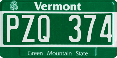 VT license plate PZQ374