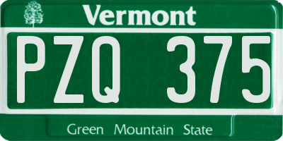VT license plate PZQ375