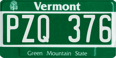 VT license plate PZQ376