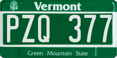 VT license plate PZQ377