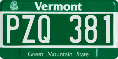 VT license plate PZQ381