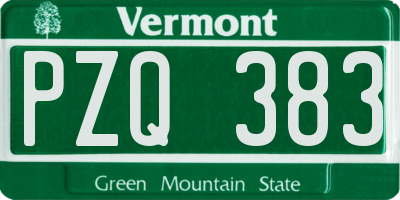 VT license plate PZQ383