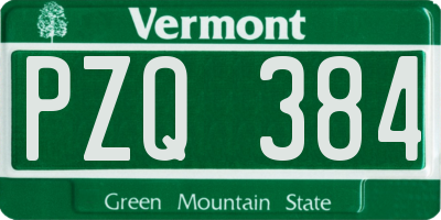 VT license plate PZQ384