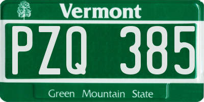 VT license plate PZQ385