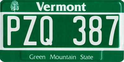 VT license plate PZQ387