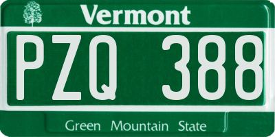 VT license plate PZQ388