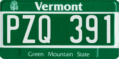 VT license plate PZQ391