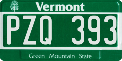 VT license plate PZQ393