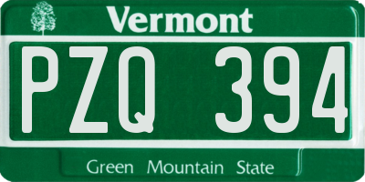 VT license plate PZQ394