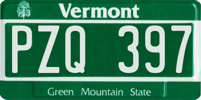 VT license plate PZQ397