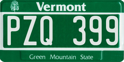VT license plate PZQ399