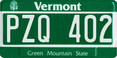 VT license plate PZQ402