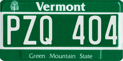 VT license plate PZQ404