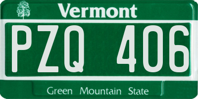 VT license plate PZQ406