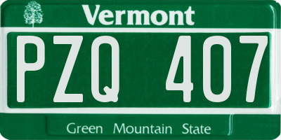 VT license plate PZQ407