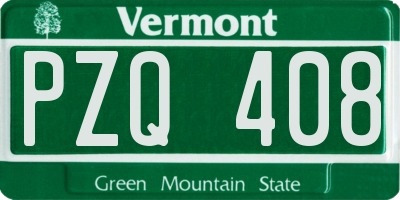 VT license plate PZQ408