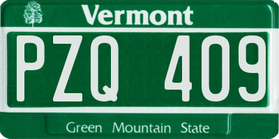 VT license plate PZQ409