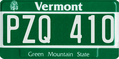 VT license plate PZQ410