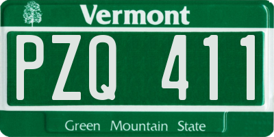 VT license plate PZQ411