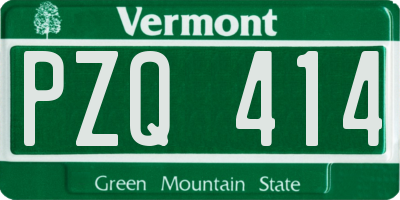 VT license plate PZQ414