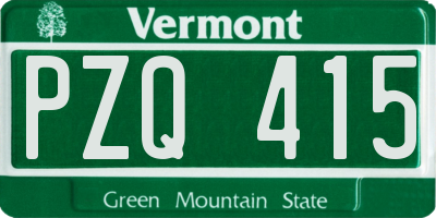 VT license plate PZQ415
