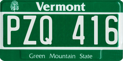 VT license plate PZQ416