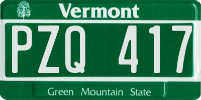 VT license plate PZQ417