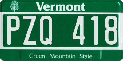 VT license plate PZQ418
