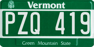 VT license plate PZQ419