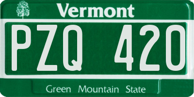 VT license plate PZQ420