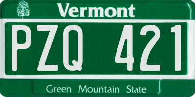 VT license plate PZQ421