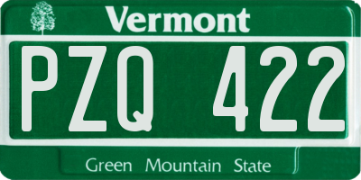 VT license plate PZQ422