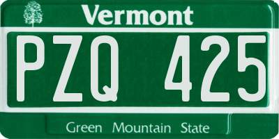 VT license plate PZQ425