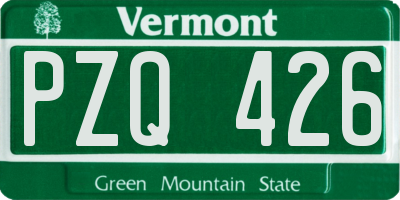 VT license plate PZQ426